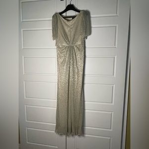 Adriana Papell Metallic Gold Maxi Dress